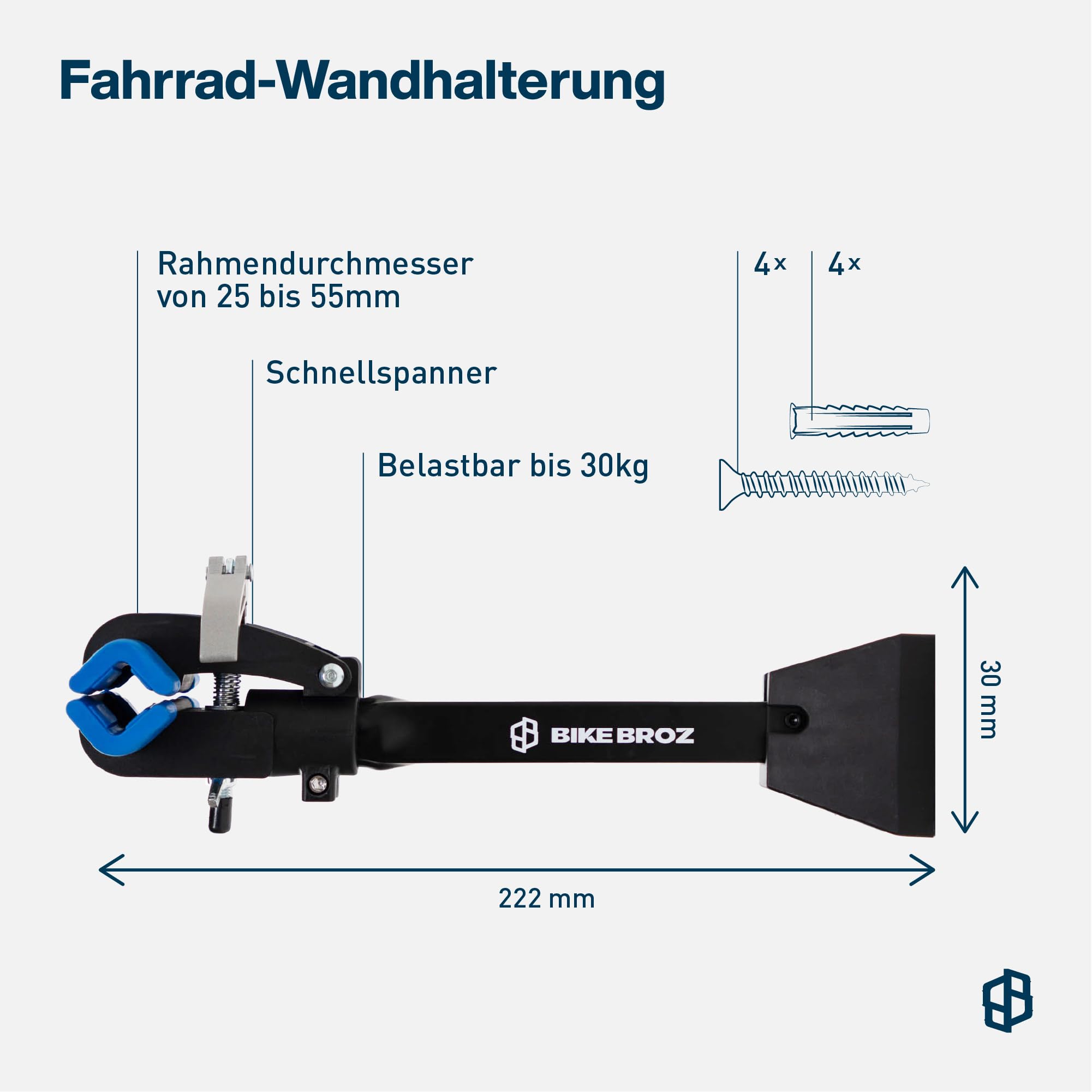 Stabile Fahrrad Wandhalterung geeignet als Montageständer und Reparaturständer | Fahrradständer Wandhalter für E-Bike, Mountainbike, Rennrad und Co. | Fahrrad Aufhängung by BikeBroz