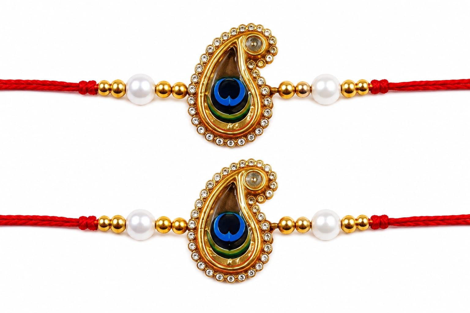 Premium Raksha Bandhan Gift Set with 2 Designer Peacock Rakhi, Decorative Puja Thali, Kumkum, Akshat, Mishri & Peacock Feather for Brother-picture-40