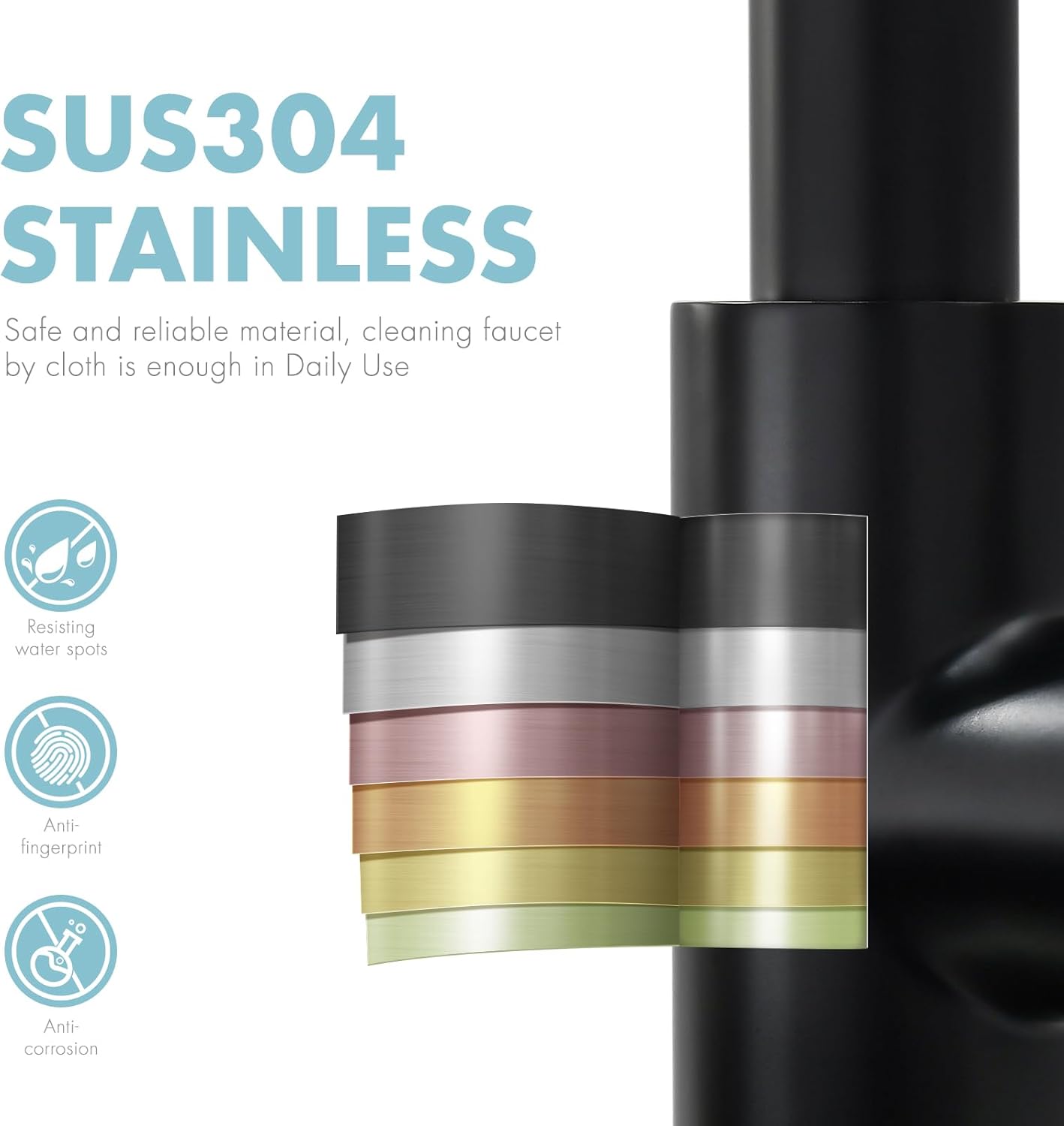 GIMILI Black Kitchen Faucet with Pull Down Sprayer Single Hole Kitchen Sink Faucet Suitable for Farmhouses RV Laundry Room Outdoor and Campers - Image 6