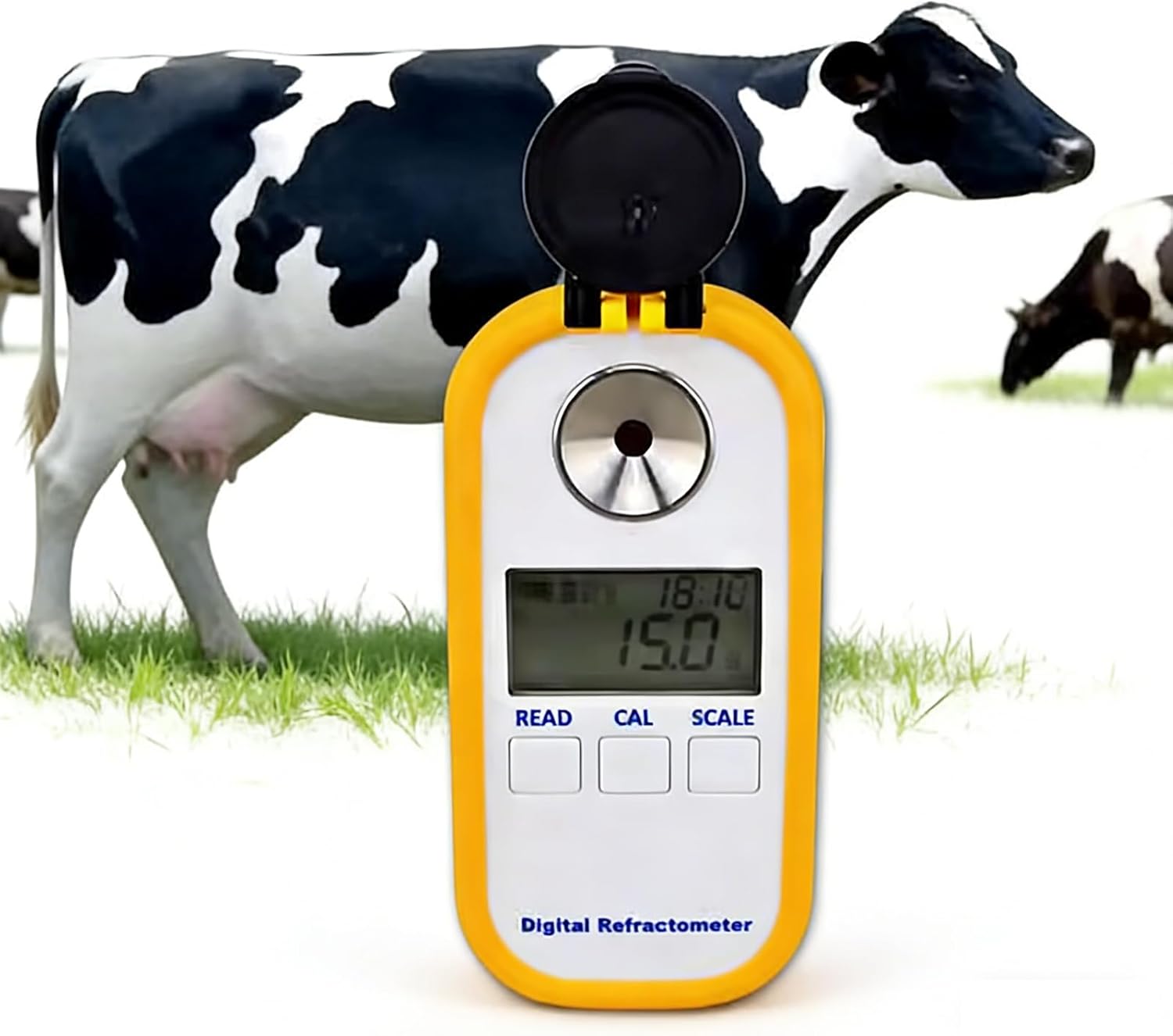 Dairy Cow Colostrum Concentration Meter, Handheld LED Digital Refractometer, 3-Second Rapid Detection, 10–30℃ ATC, 0-50％ High Range Detection, for Animal Serum Testing
