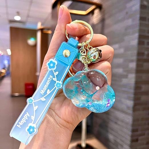DD RETAILS Creative Floating Quicksand Keychains || Liquid Keychains with Pendant || Acrylic Glitter Keychain For Bags & Keys For Boys And Girls (Multicolor) (Pack Of 1)