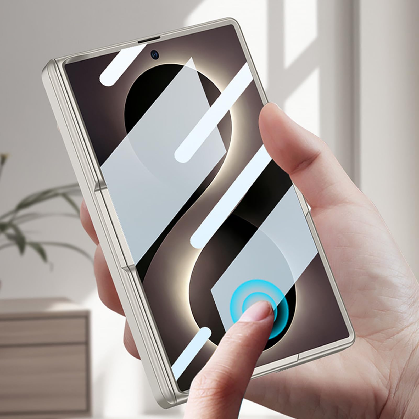 Magnetyczne etui do Samsung Galaxy Z Fold 8, duże kółko ze stopu bezprzewodowego ładowania osłona ekranu osłona zawiasów, srebrna