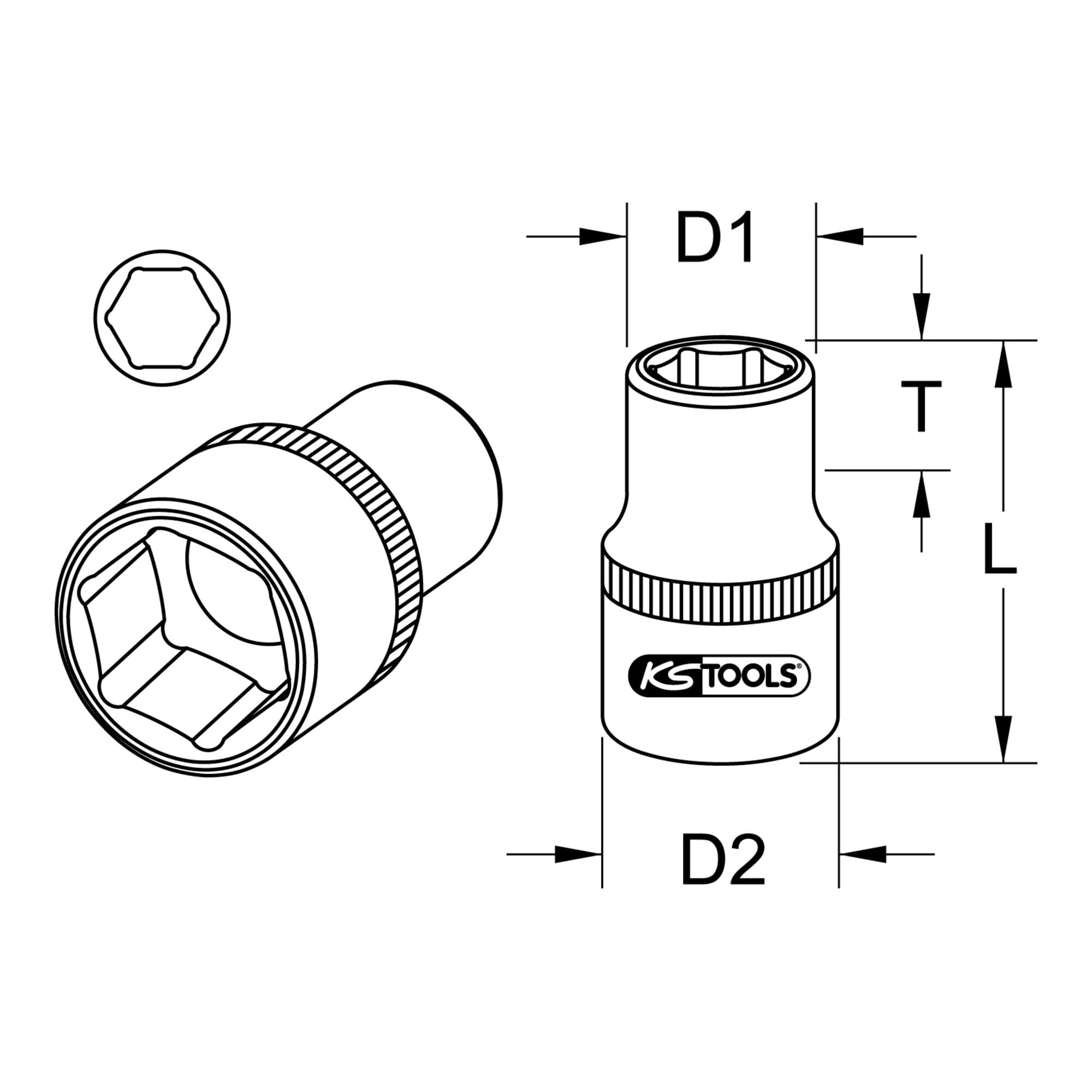 KS Tools 917.1212 1/2" Llave de vaso 12mm
