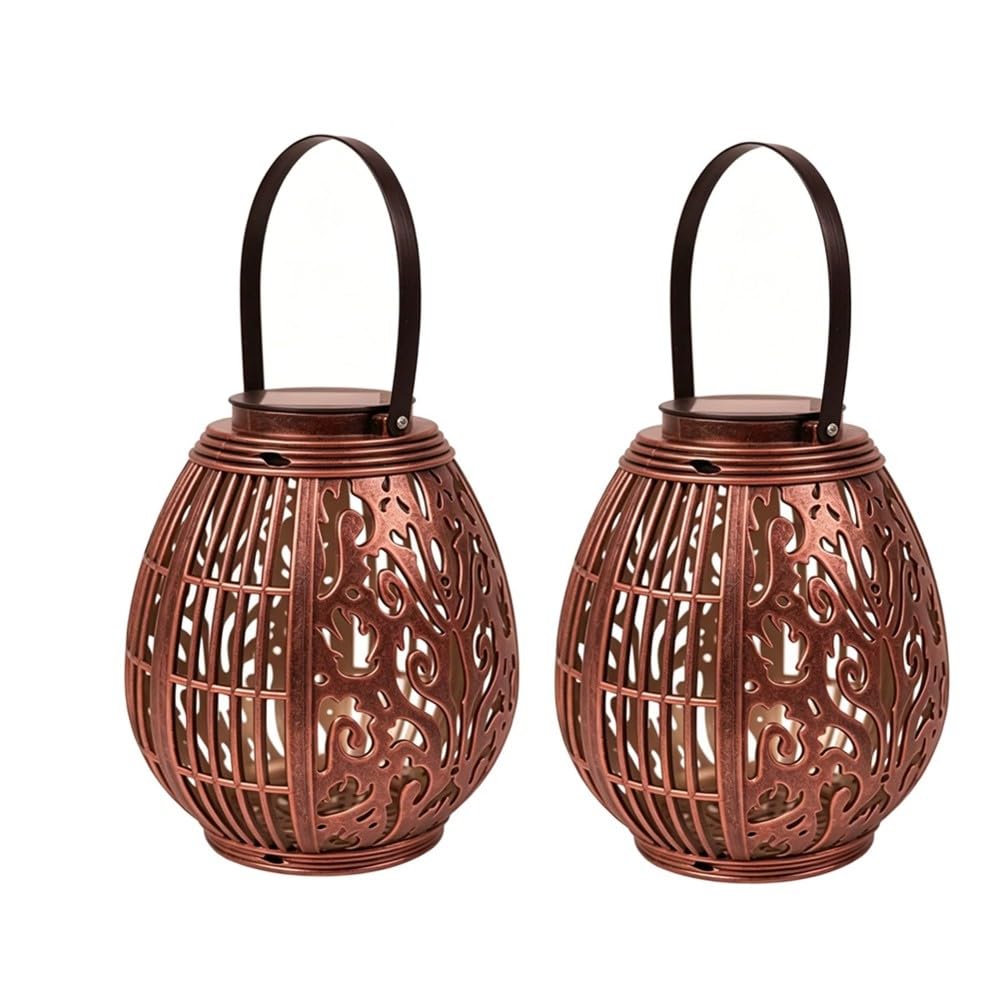 Hndhbfgrt 2PCS Outdoor Solar Lamps Outdoor Garden Hanging Lanterns Retro Design Garden Lantern Vintage Design for Garden Decor Patios Trees and Lawns