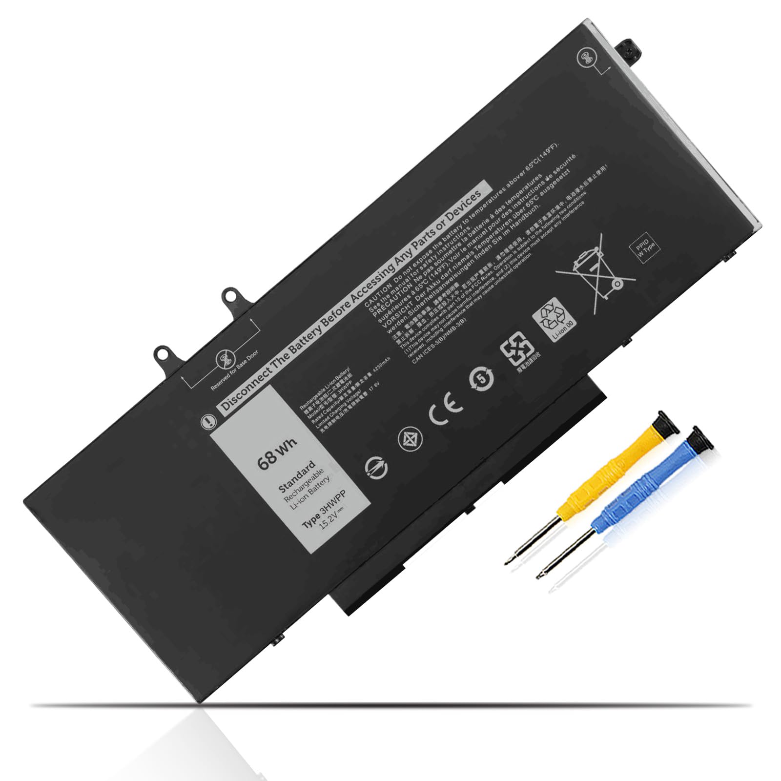 3HWPP Laptop Accu voor DELL Latitude 5501 5401 5511 5510 5411 5410 Precision 3541 3551 3550 Inspiron 7500 7506 7706, compatibel met 3PCVM 10X1J 1VY7F 3 YYY 7F F NXM NXM T6DC2 YPVX3, 68 Wh 4 cellen 3HWPP Laptop Accu voor DELL Latitude 5501 5401 5511 5510 5411 5410 Precision 3541 3551 3550 Inspiron 7500 7506 7706, compatibel met 3PCVM 10X1J 1VY7F 3 YYY 7F F NXM NXM T6DC2 YPVX3, 68 Wh 4 cellen