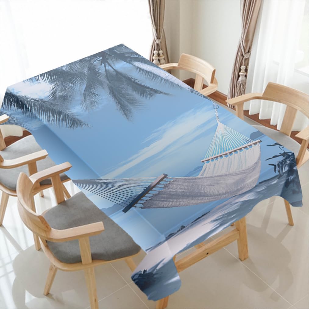 Nappe de table océan et palmiers 137x183 cm pour jardin et salle à manger