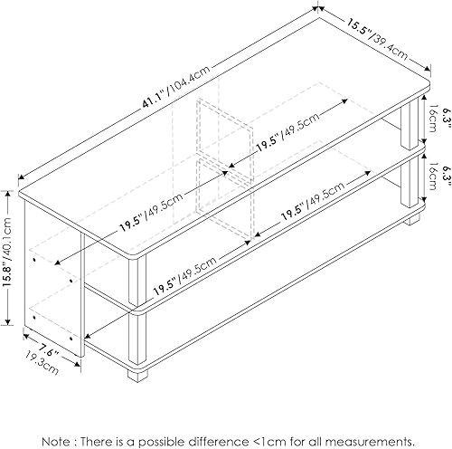 Miniatura 9 de Furinno Beginning - Soporte para TV, color gris roble francés, 15.59 x 35.04 x 21.65 pulgadas Americano/acero inoxidable,Espresso,Espresso /