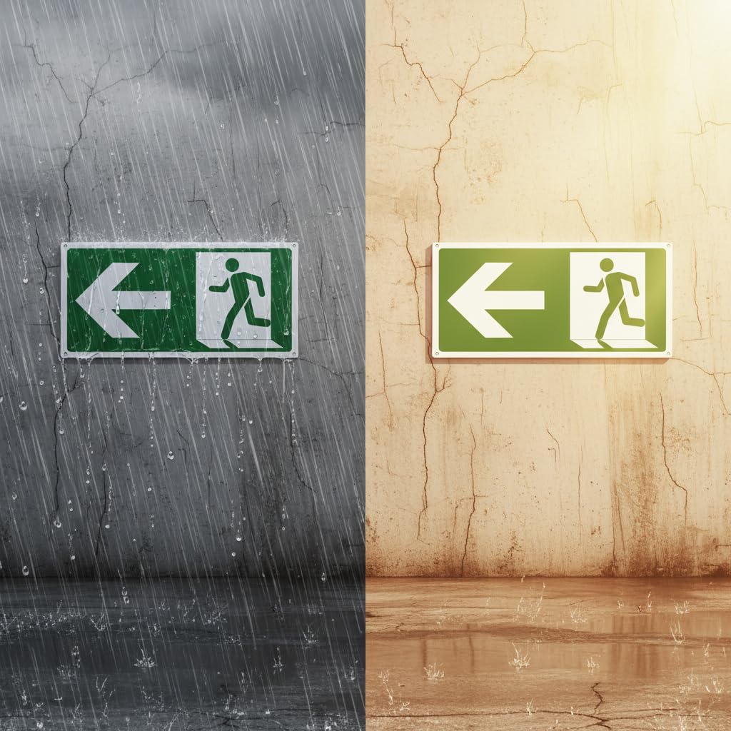 pubblimania Uscita di Emergenza Freccia a Sinistra | Cartello in alluminio composito 3 mm esterno-interno (Uscita Emergenza Sinistra, 1 Unità)