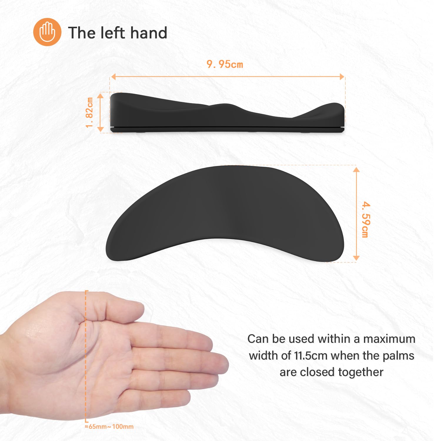 Attack Shark Poggiapolsi per Mouse in Silicone Morbido, Supporto Ergonomico per Polso, Mano Sinistra Nero