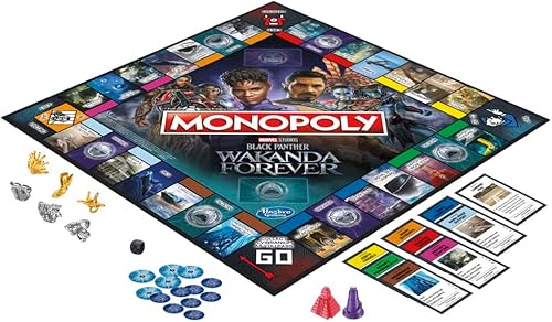 Miniatura 3 de Hasbro Gaming Monopoly: Marvel Studios' Black Panther: Wakanda Forever Edition Juego de mesa para familias y niños a partir de 8 años, juego para