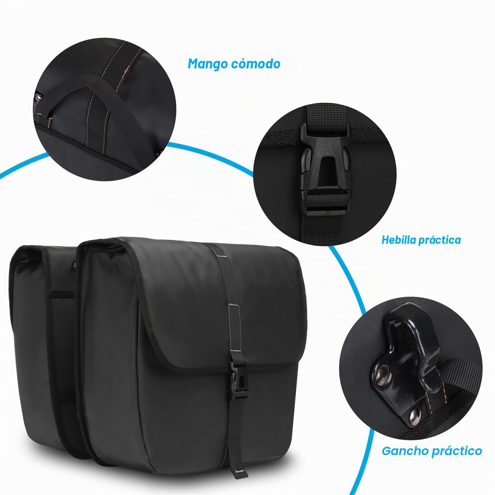 MOSISO 20L Alforjas para Bicicleta, 2 Pack Alforjas Impermeables, Gran Capacidad Flap Bicicletas Bolsa Trasera Ciclismo Equipaje Bolsa para Carretera Bicicleta de Montaña Ciclismo Viajar