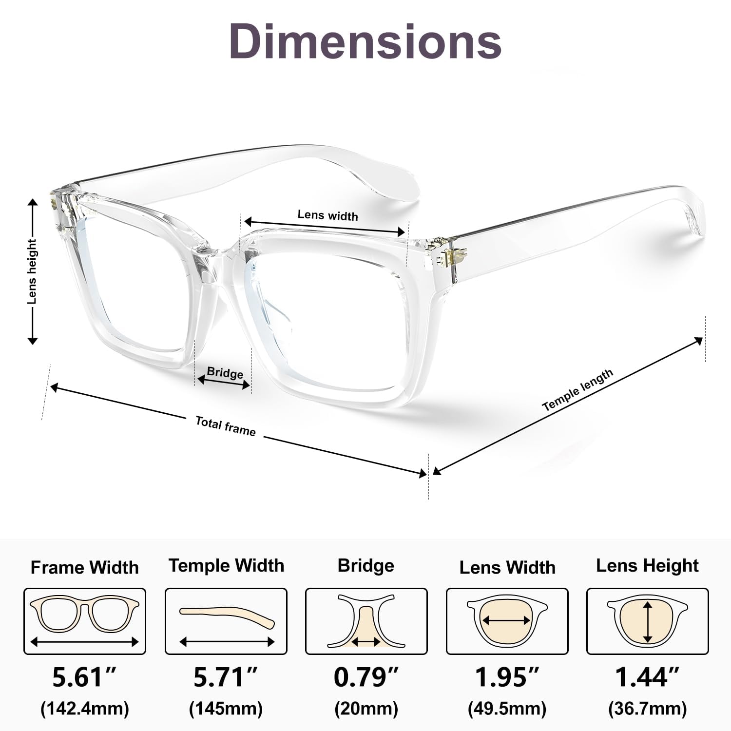 Blaulicht-blockierende Brille mit Anticomputer-Blendung, für Gaming und Lesen, für Damen und Herren, farblos, Large