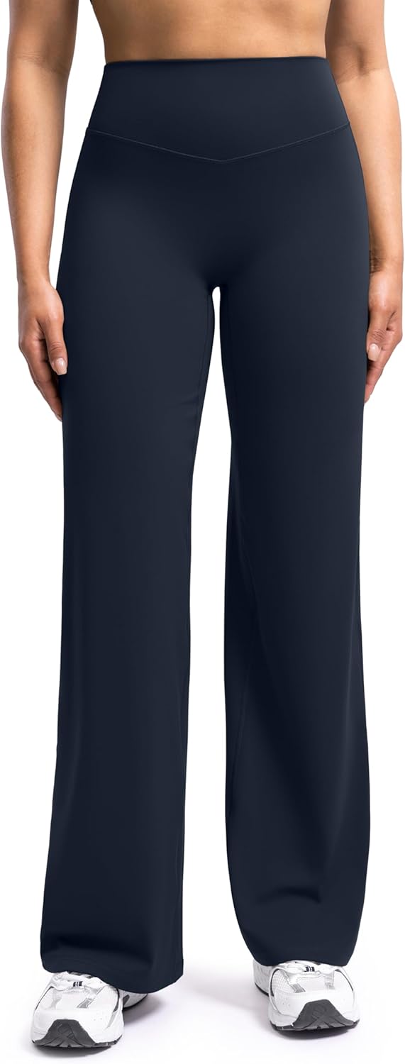 POSHDIVAH Creamlift Straight Leg Yoga Pants - 29"/31"/33" High Waisted No Front Seam Wide Leg Leggings Workout Bottoms