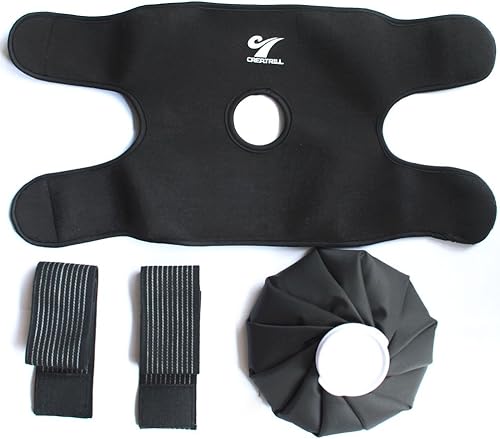 Miniatura 2 de Creatrill Bolsa de hielo reutilizable para terapia fría y caliente (9 pulgadas), envoltura de núcleo de neopreno con correa elástica, soporte de