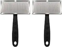 Escova Removedora de Pelos para Cães e Gatos, Pente Desembaraçador com Cerdas Finas de Aço Inox, Ideal para Remover Nós e Pelos Soltos