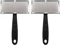 Escova Removedora de Pelos para Cães e Gatos, Pente Desembaraçador com Cerdas Finas de Aço Inox, Ideal para Remover Nós e Pelos Soltos