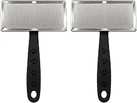 Escova Removedora de Pelos para Cães e Gatos, Pente Desembaraçador com Cerdas Finas de Aço Inox, Ideal para Remover Nós e Pelos Soltos
