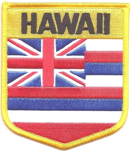 Hawaii State Shield Patch 3⅛ x 3½ Embroidered Iron‑On Sew‑On Emblem