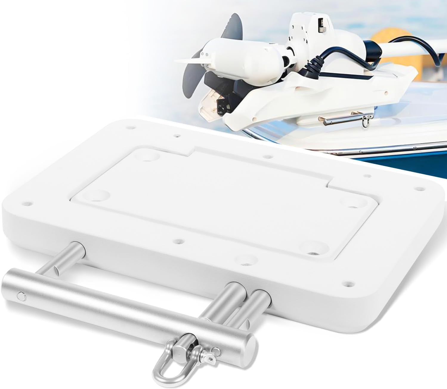 Schnellwechsel-Halterungsplatten-System Ersatz für Garmin Force Kraken Trolling-Motor- OEM Ersatz [010-12832-60| 0100209801 ] - Weiß