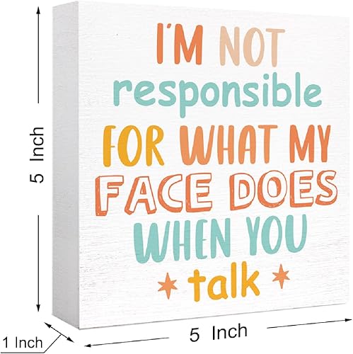 Miniatura 9 de Letrero inspirador de madera con texto en inglés "It's Fine I'm Fine Everything Is Fine", letreros de bloque de madera con cita motivacional,