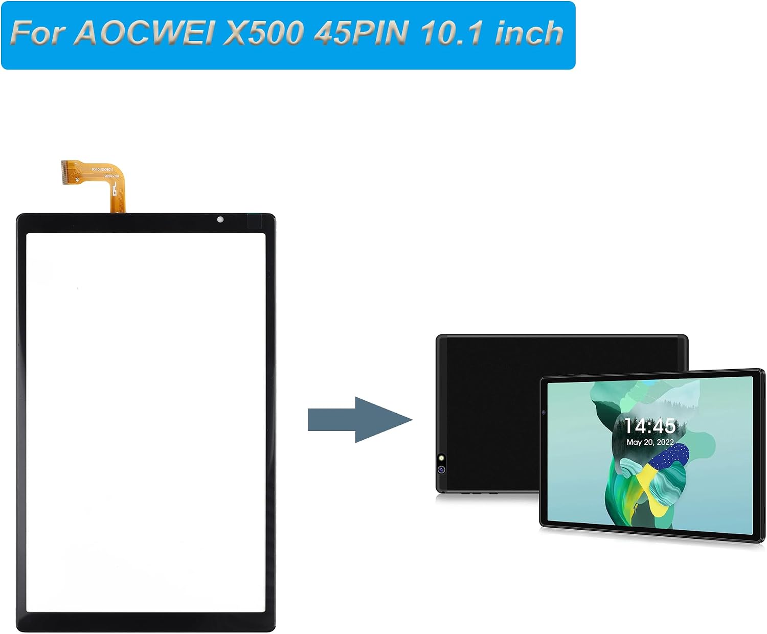 Touch Screen Panel Digitizer (Without LCD Display) Compatible with AOCWEI X500 45PIN 10.1 inch with Tools