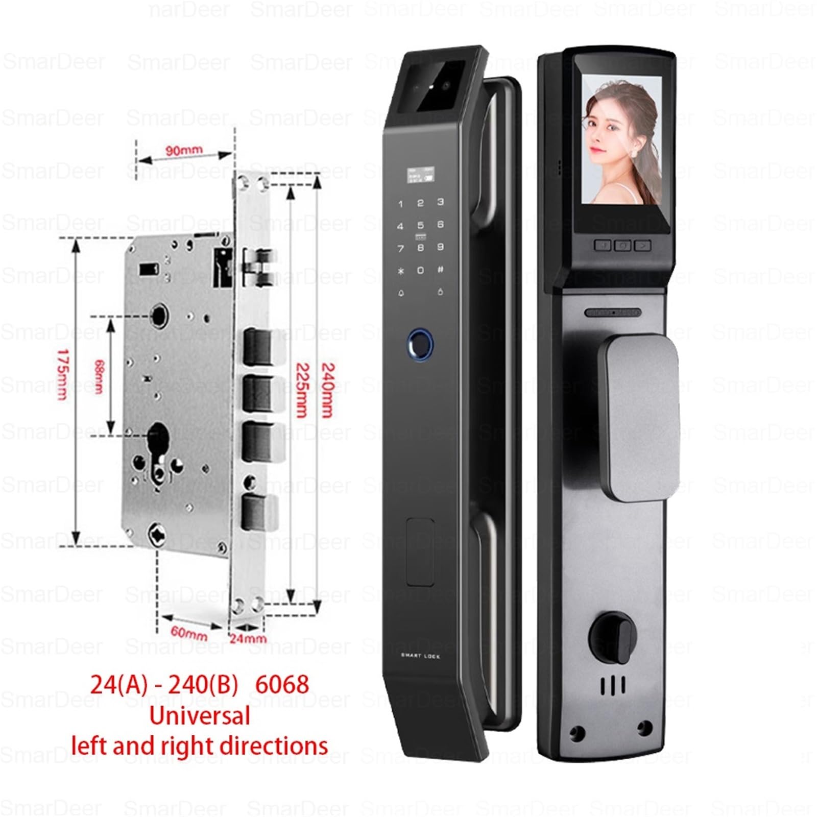 Serratura Smart, Smart Lock con fotocamera Serratura elettronica con riconoscimento 3D con campanello visivo for videosorveglianza,per camere da letto, uffici e hotel