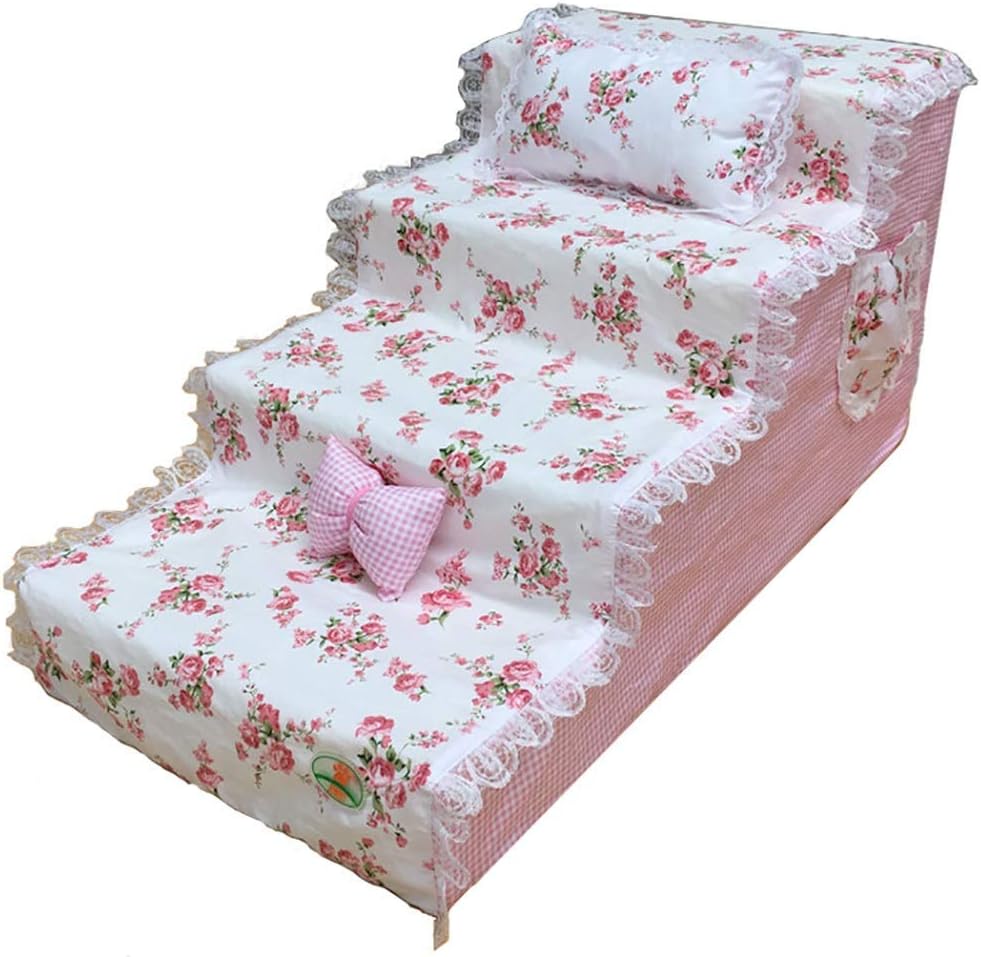 Pet Stair Dog 4 Step Cat Puppy Ladder Lace Side Multi Style Stairs Steps (A)