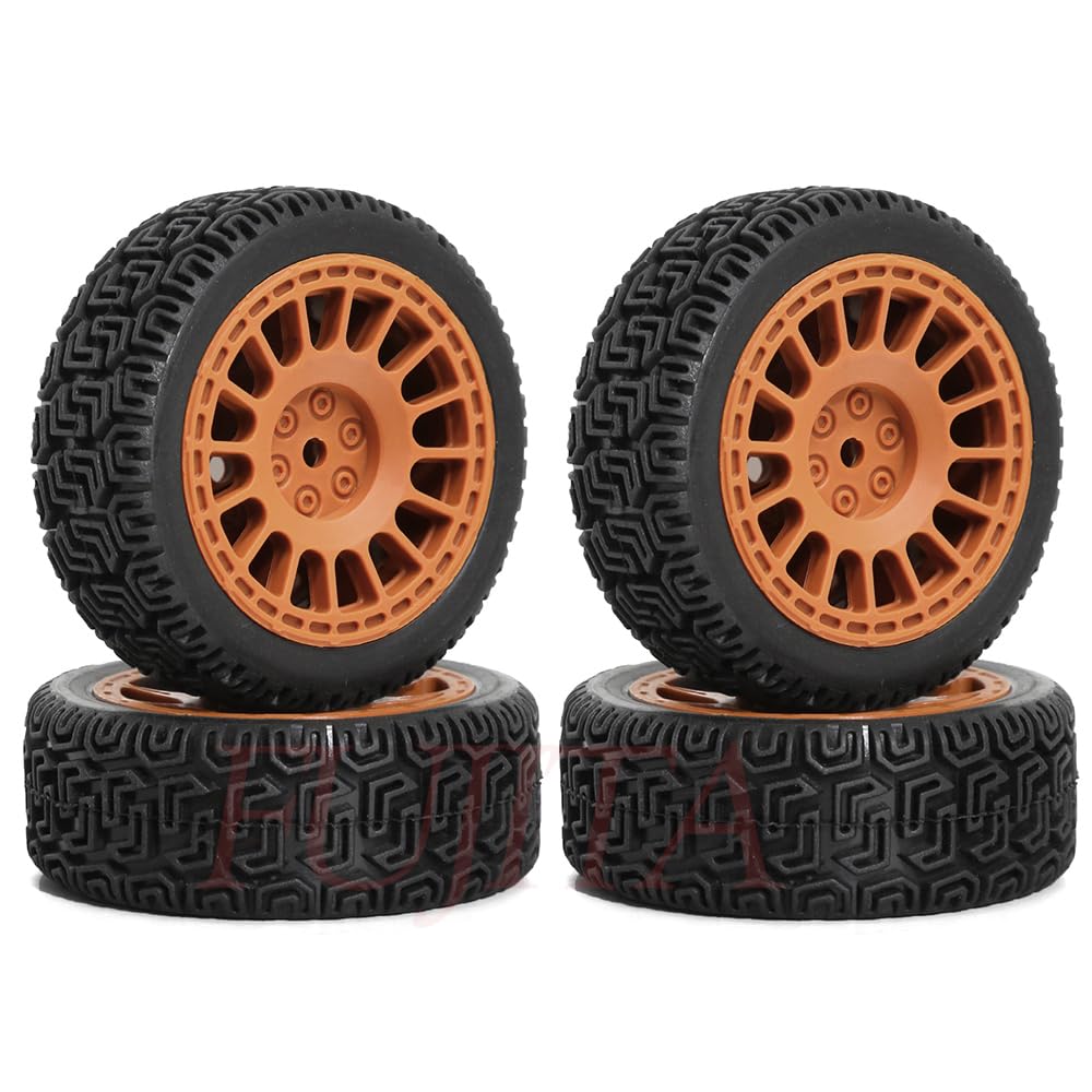 fujita 1/10 RC ON-Road Rubber Racing Tire Rim 68mm OD for 1:10 RC On-Road Touring Drift Car HSP Tamiya XV01 TT01 TT02 HPI Kyosho FAZER MK2（Brown B）