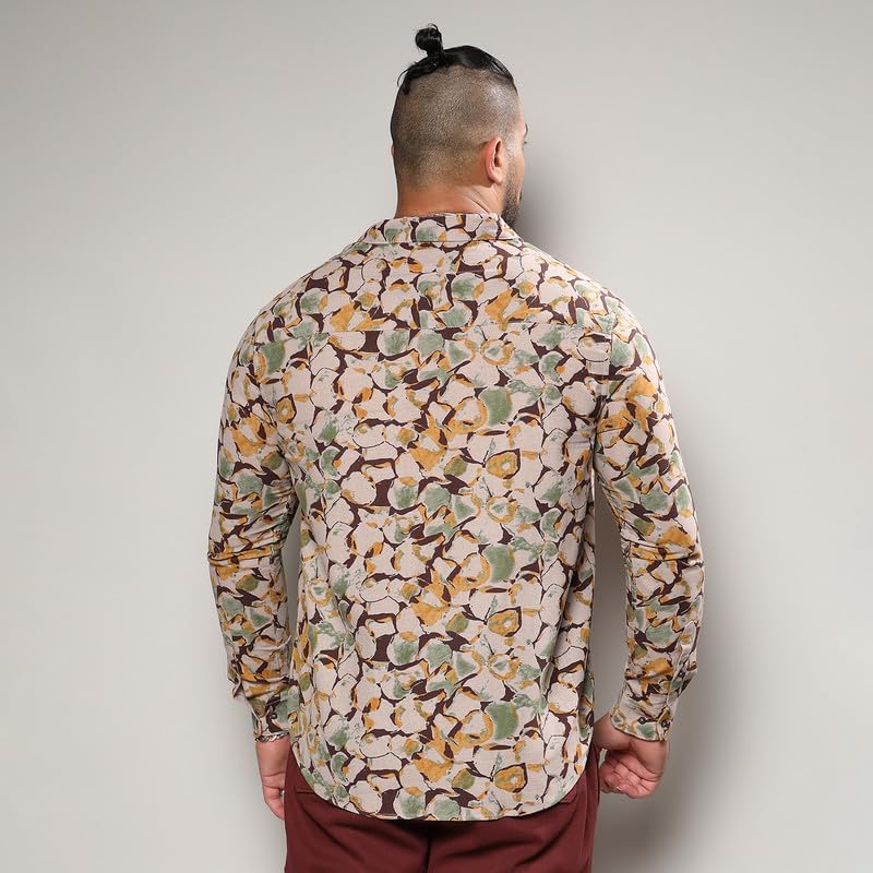 Image of Instafab Plus Men's Shirt for Casual Wear | Spread Collar | Long Sleeve | Button Closure | Plus-Size Fit | Cotton Shirt Crafted with Comfort Fit for Everyday Wear