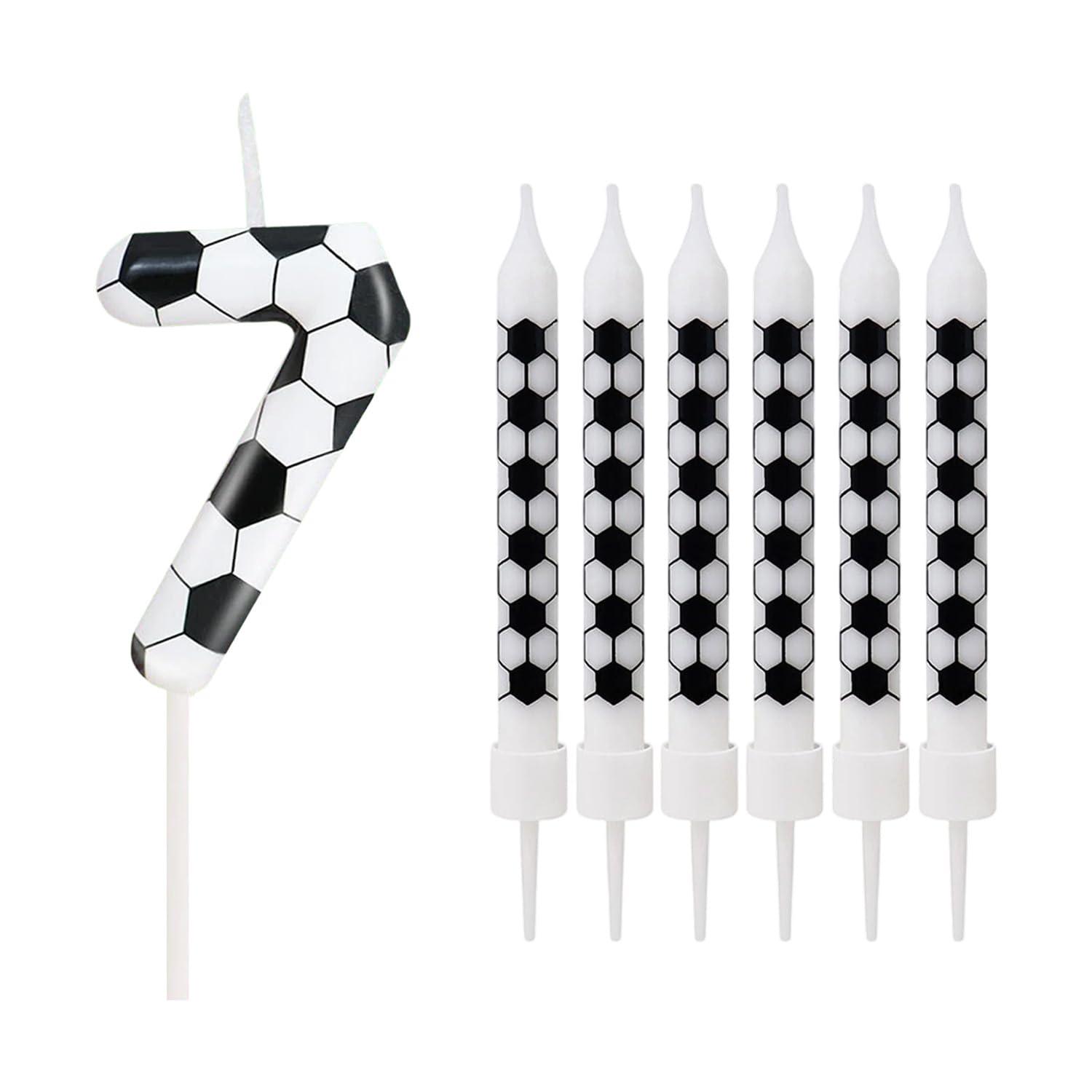 Football Candles 7, 7 Candle Birthday for Boys, Number 7 Candle with 6 Extension Rods, Football Birthday Cake Candles for Boys Girls Kids Sport-Theme Party Supplies