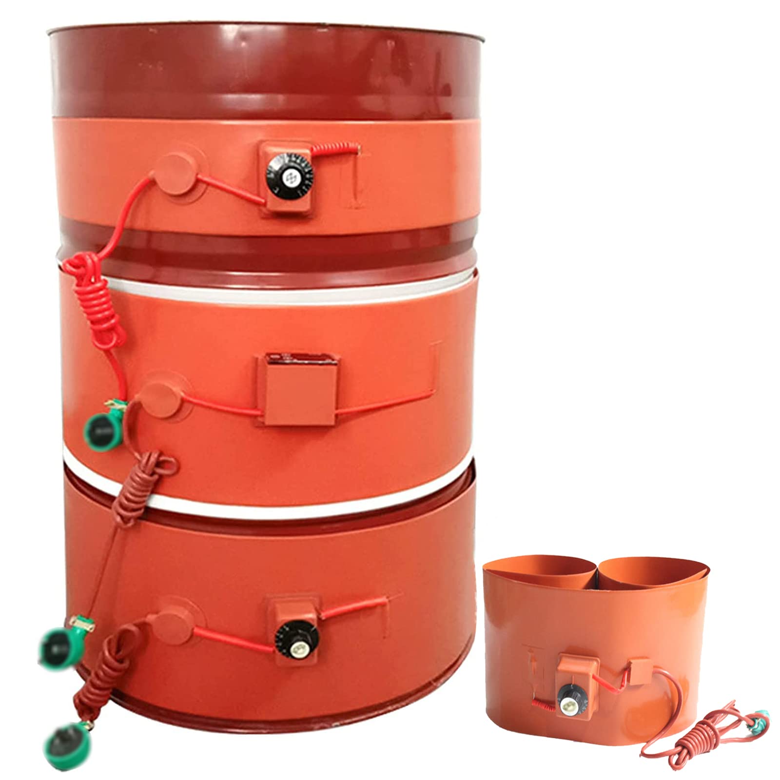 Heater Pad Drum Barrel-Band - Silicone Heating,Metal Drum Heater for 55 Gallon 200 Liters Honey Oil Barrel,Watt Barrel Heater with Adjustable Thermostat,68.5×4.9inch/220V/1000W