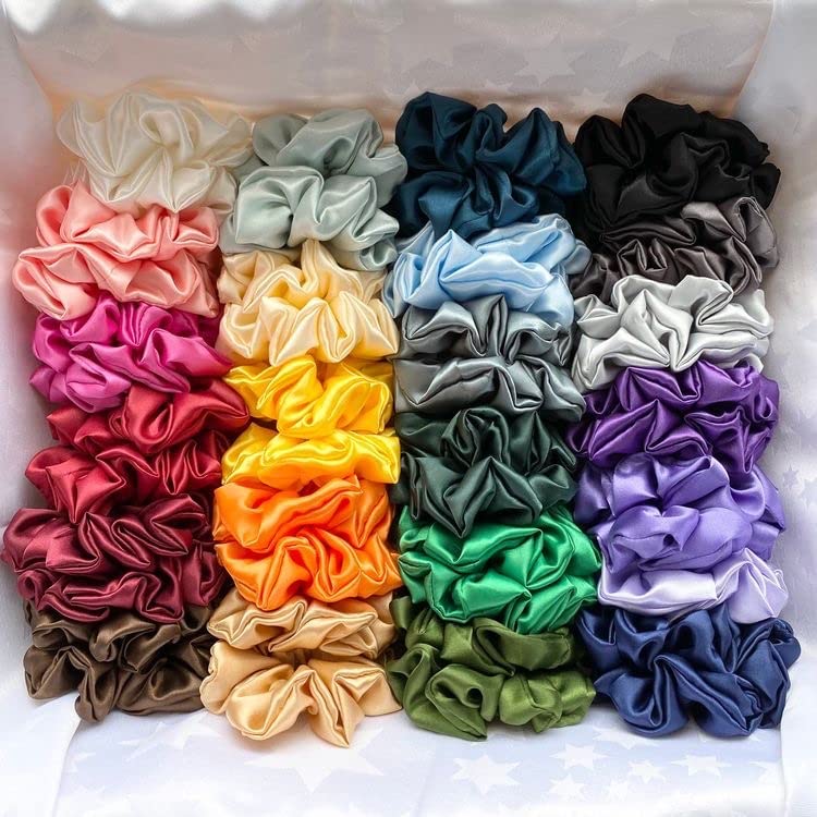 Image of Classic Satin Silk Scrunchies For Women And Girls Scrunchie for Less Hair fall Hairbands Rubber Band Scrunchies For Girls Best Gift For Mom, Sister And Girlfriend, Multi (Minimum order quantity 10)