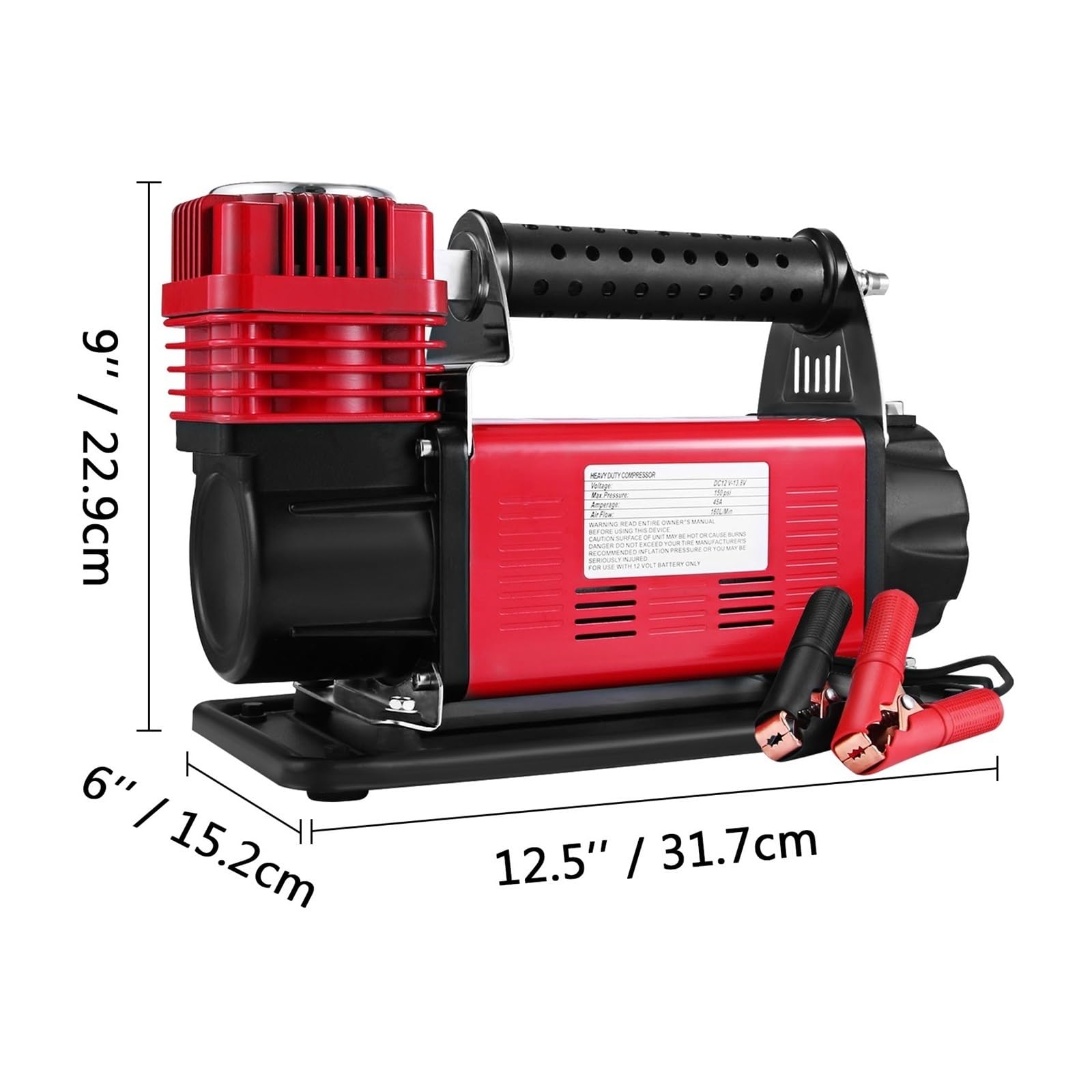 Compressore d'aria portatile da 12 V, pompa for pneumatici, gonfiatore for auto, 160 l/min, 150 psi, gonfiaggio automatico monostadio for SUV, camper, biciclette Per principianti del fai da te