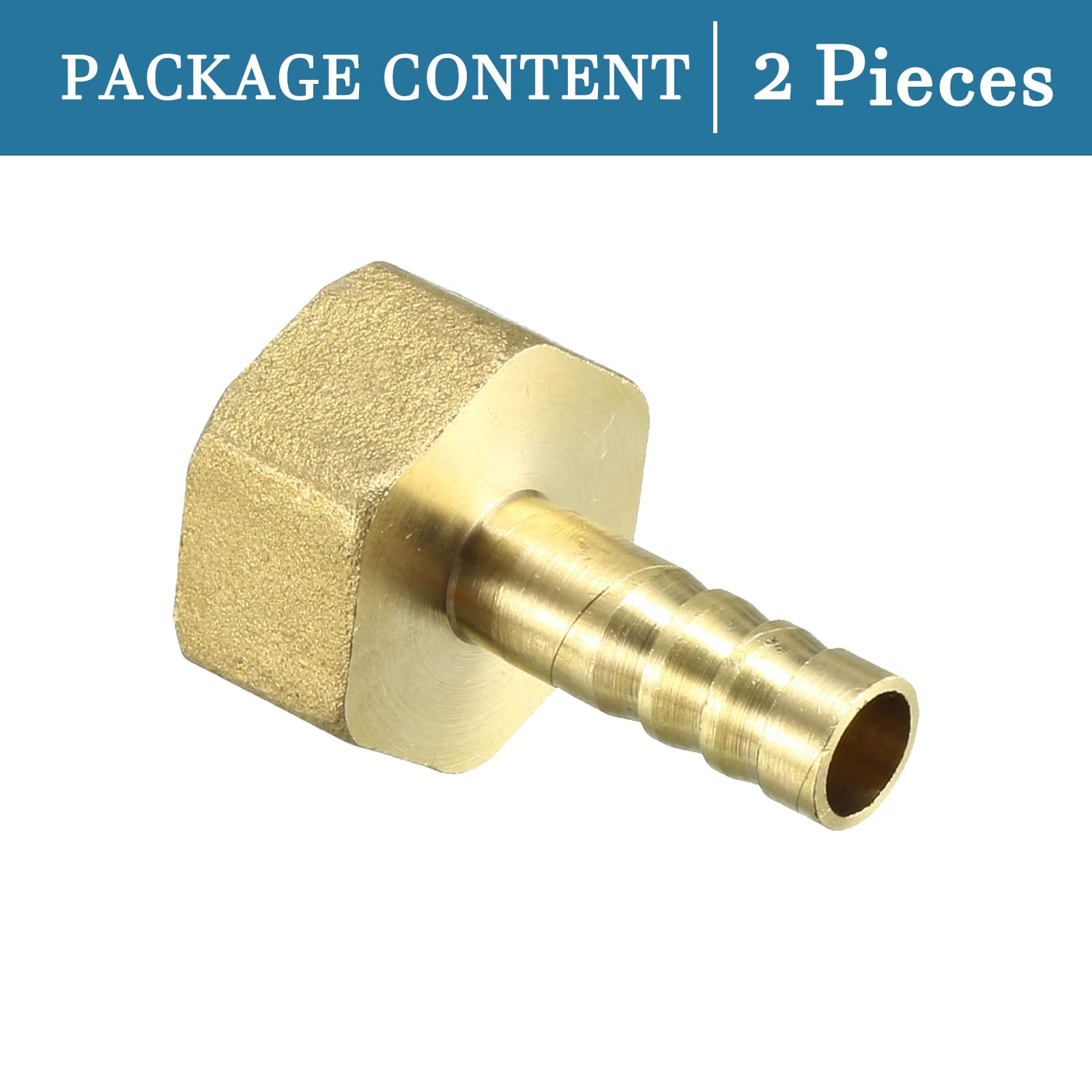 Raccord Cannelé Laiton 10mm X 1/2" PT Femelle - Lot De 2 - Pour Tuyaux Et Systèmes Hydrauliques