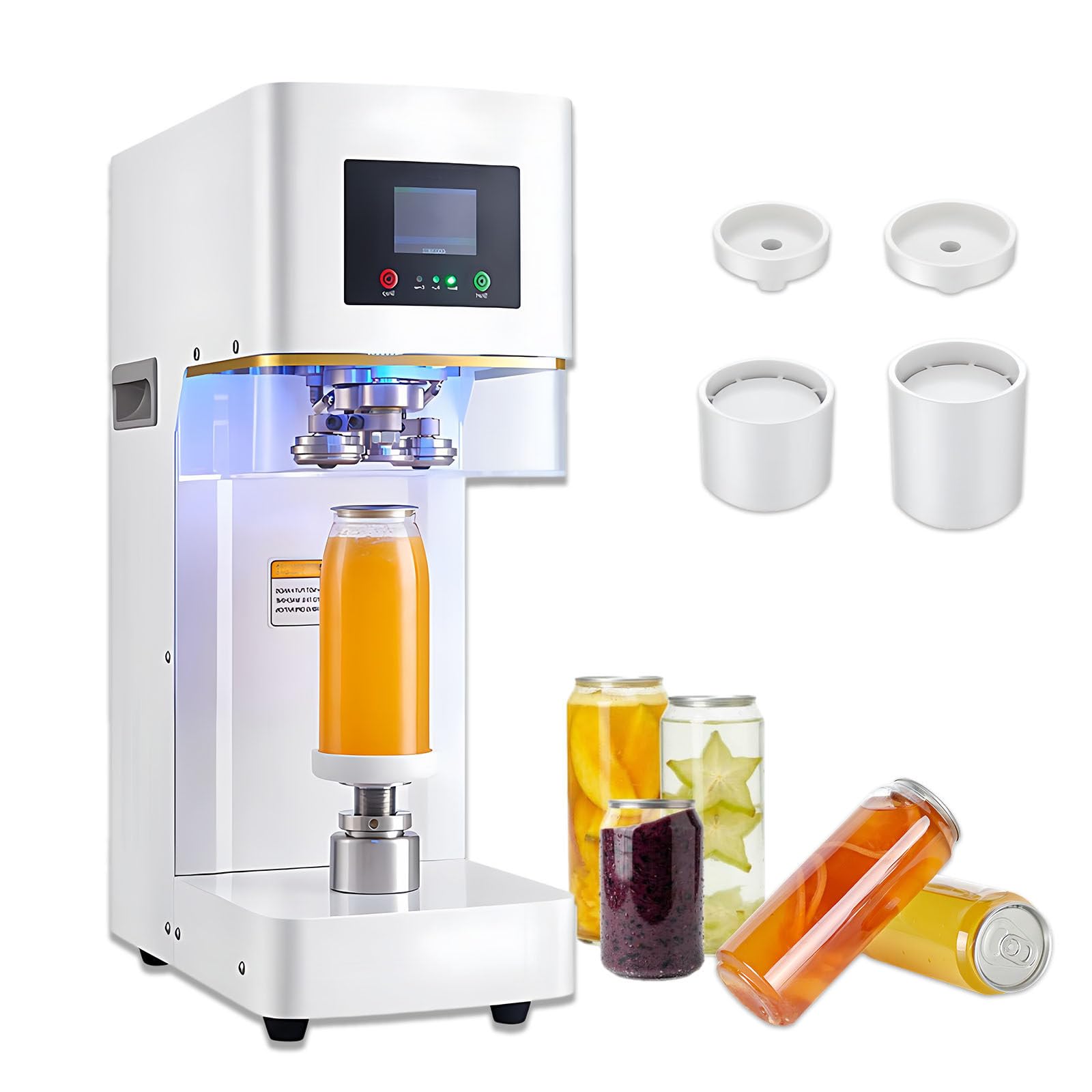 YNIYUJKL Automatic Soda Can Sealing Machine, Commercial Beverage Sealer For Standard Size Cans And Jars, Efficient Tin Can Seamer For Beverage Packaging,White