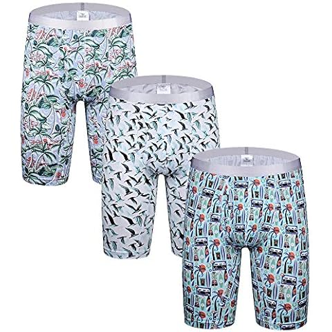 DODOMIAN Men's Long Leg Boxer Shorts No Ride Up Cotton Trunks Sports Underpants Underwear Cover
