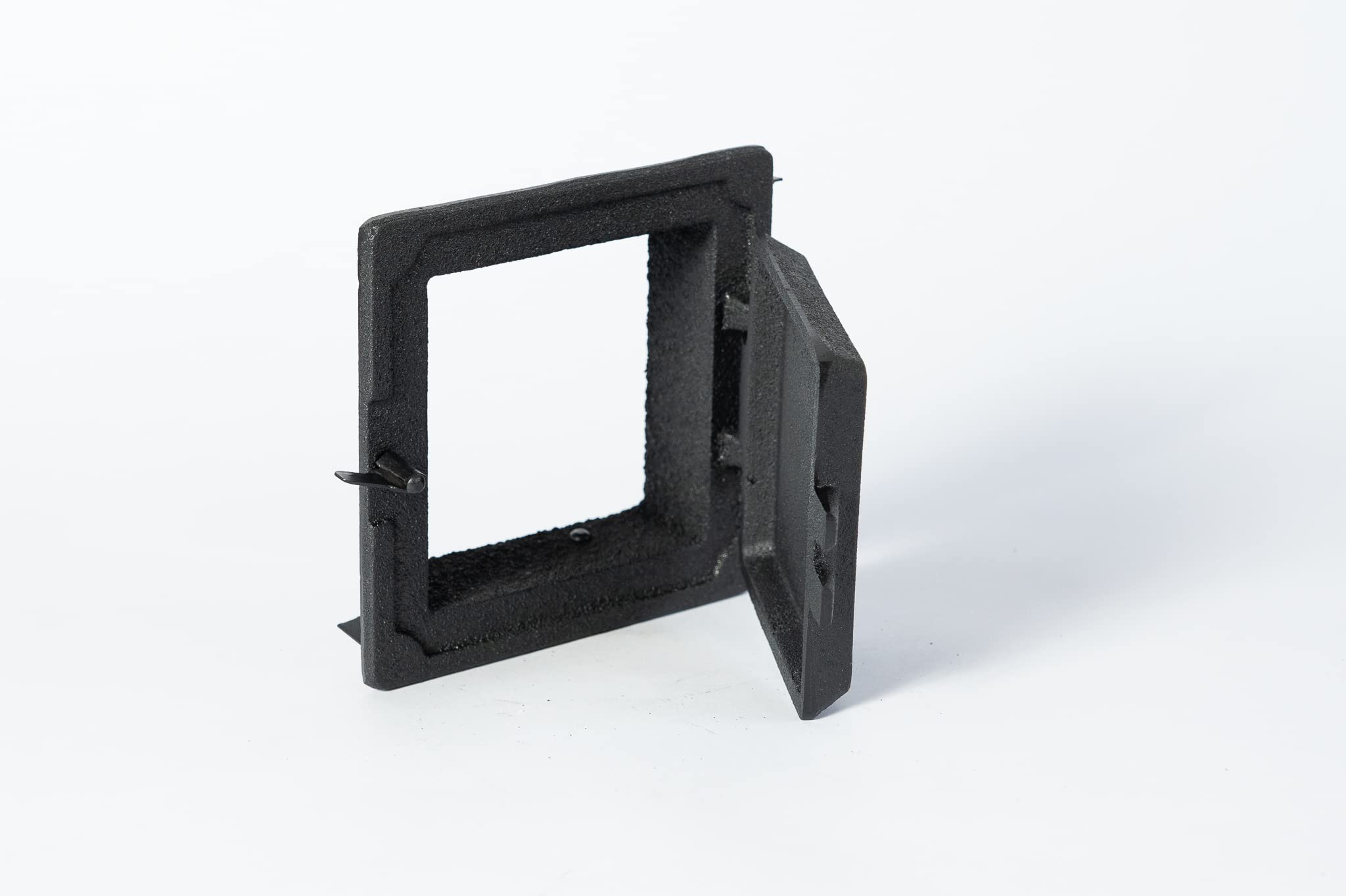 SEZAM Revisionstür für Öfen aus Gusseisen 14,6 x 4,5 x 14,6 cm, Kamintür - Klappe - Räumungstür, für Backöfen, Feueröfen & Kamine - schwarz bemalt