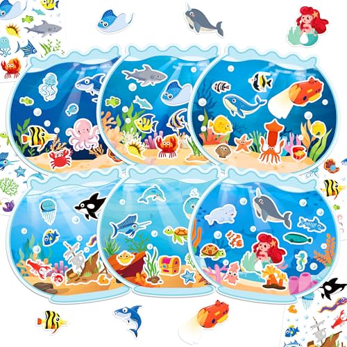 LINAYE 24 Sheets Ocean Stickers with Under The Sea Scenes Make Your Own Sea Life Animal Fish Stickers Ocean Summer Crafts Activities for Kids