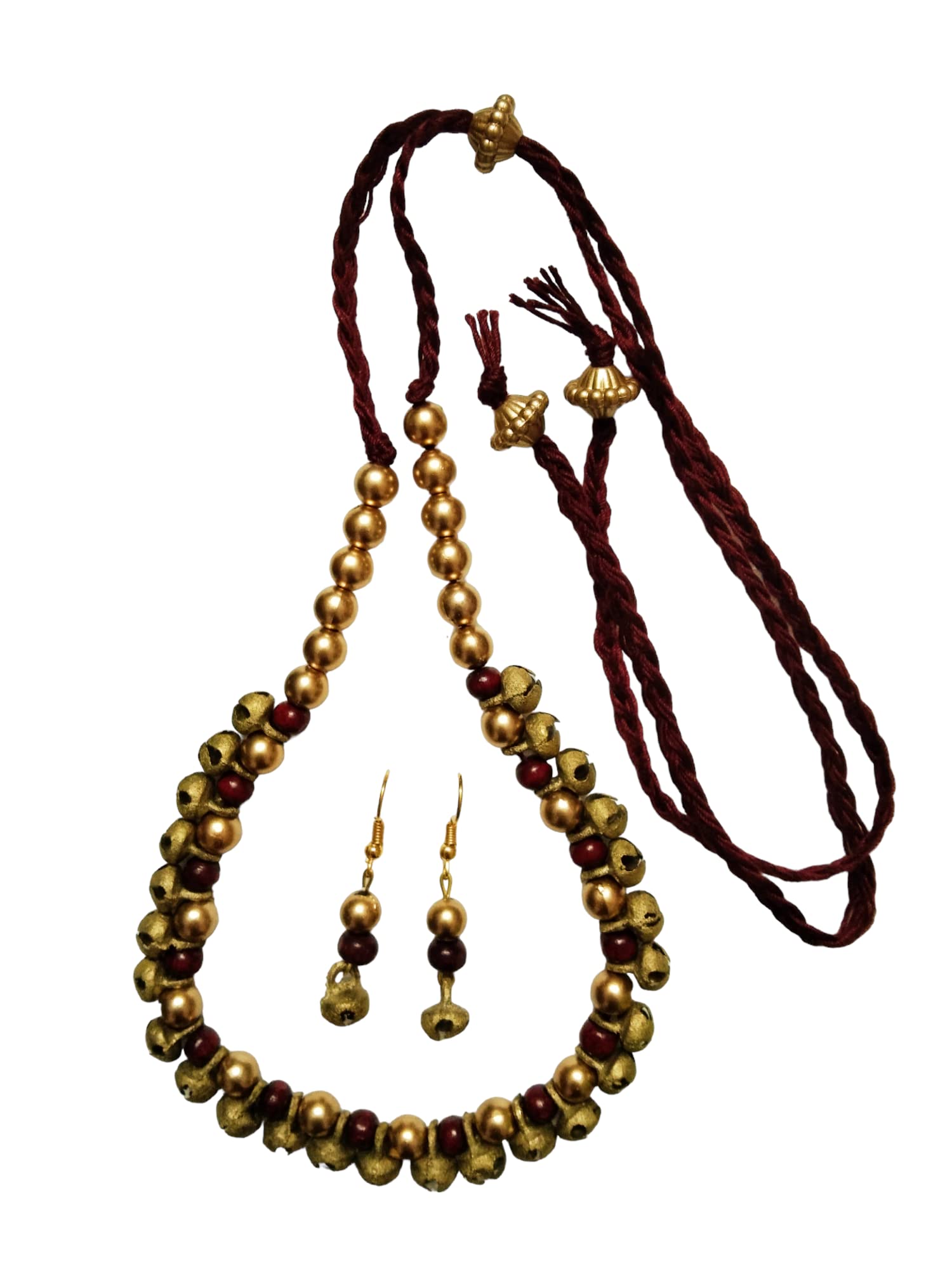 Divine Guidance Creations Handmade Tribal Antique look Maroon beaded choker set with earrings, ex_06