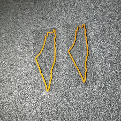 Image of Car Styling Vinyl Decals Palestine Palestinian Map Outline Silhouett Tape Auto Door Body Window Stickers 2PCS (Yellow, 100x35mm)