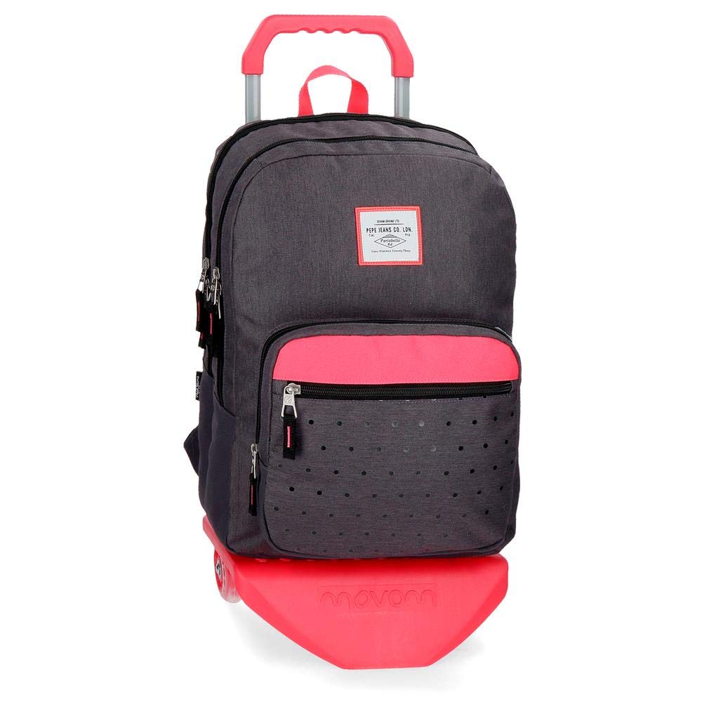 Pepe Jeans Molly Mochila Doble Compartimento con Carro Gris 30,5x44x15 cms Poliéster 20.13L
