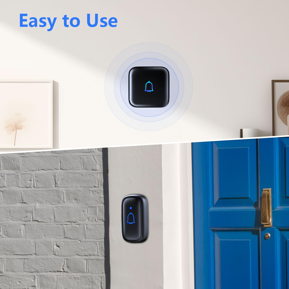 Timbre inalámbrico IP66 impermeable de 1000 pies con 56 campanillas de 115 dB, 7 niveles de volumen, modo de silencio con flash LED, timbre inalámbrico para habitación de niños, maestros, aula,