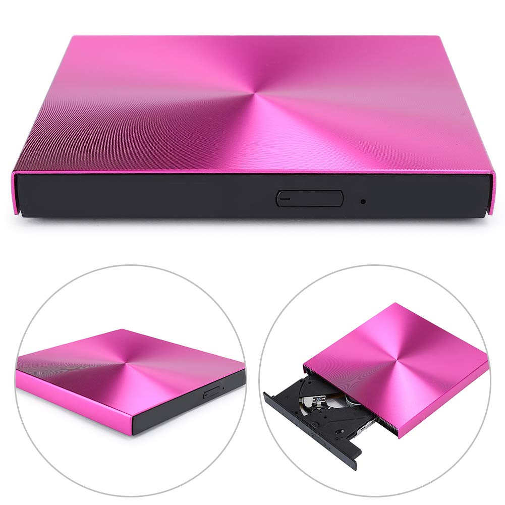 CCYLEZ Unit ottica esterna, unit CD/DVD +/- RW portatile USB 3.0 Masterizzatore di riscrittura DVD/CD sottile, unit disco DVD-RW per desktop laptop (Rosa)
