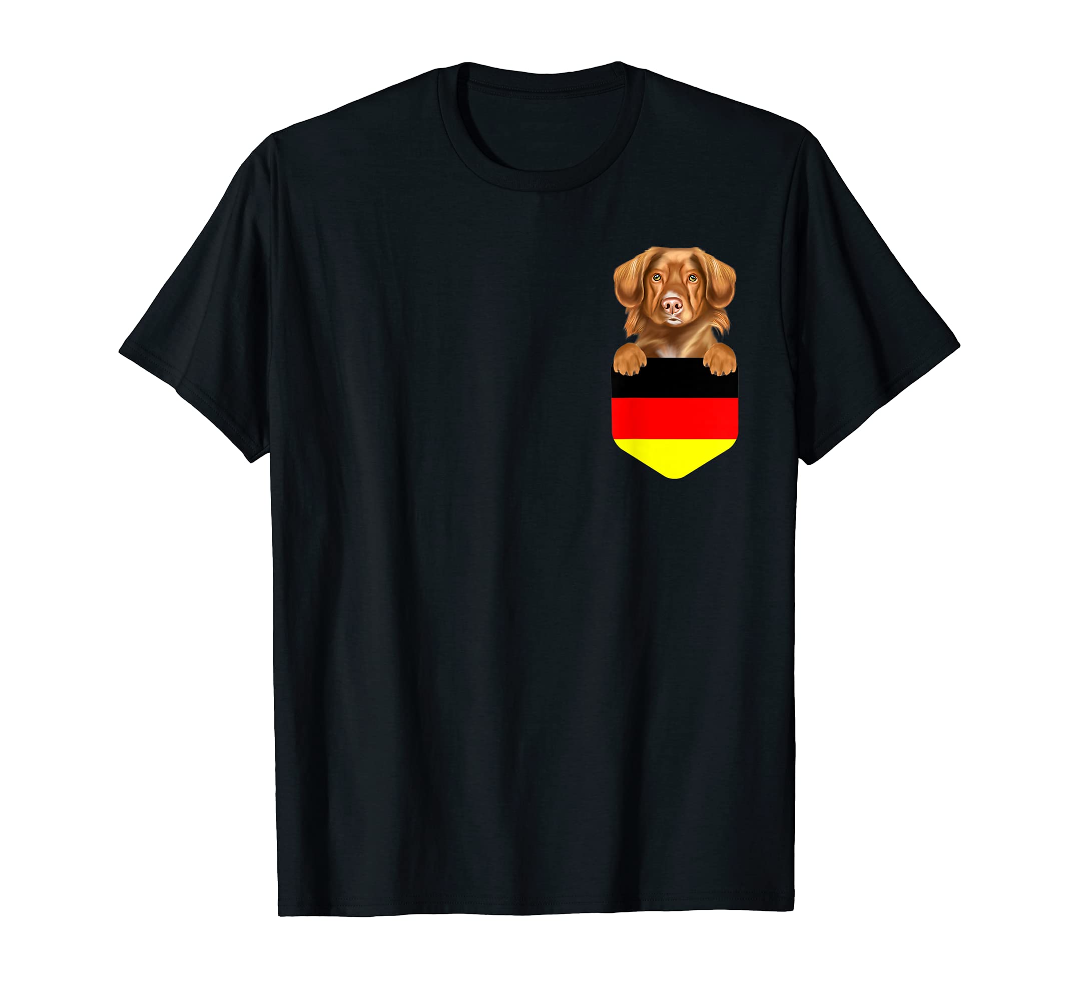 Germany Flag Duck Tolling Retrievers Dog In Pocket T-Shirt, Black