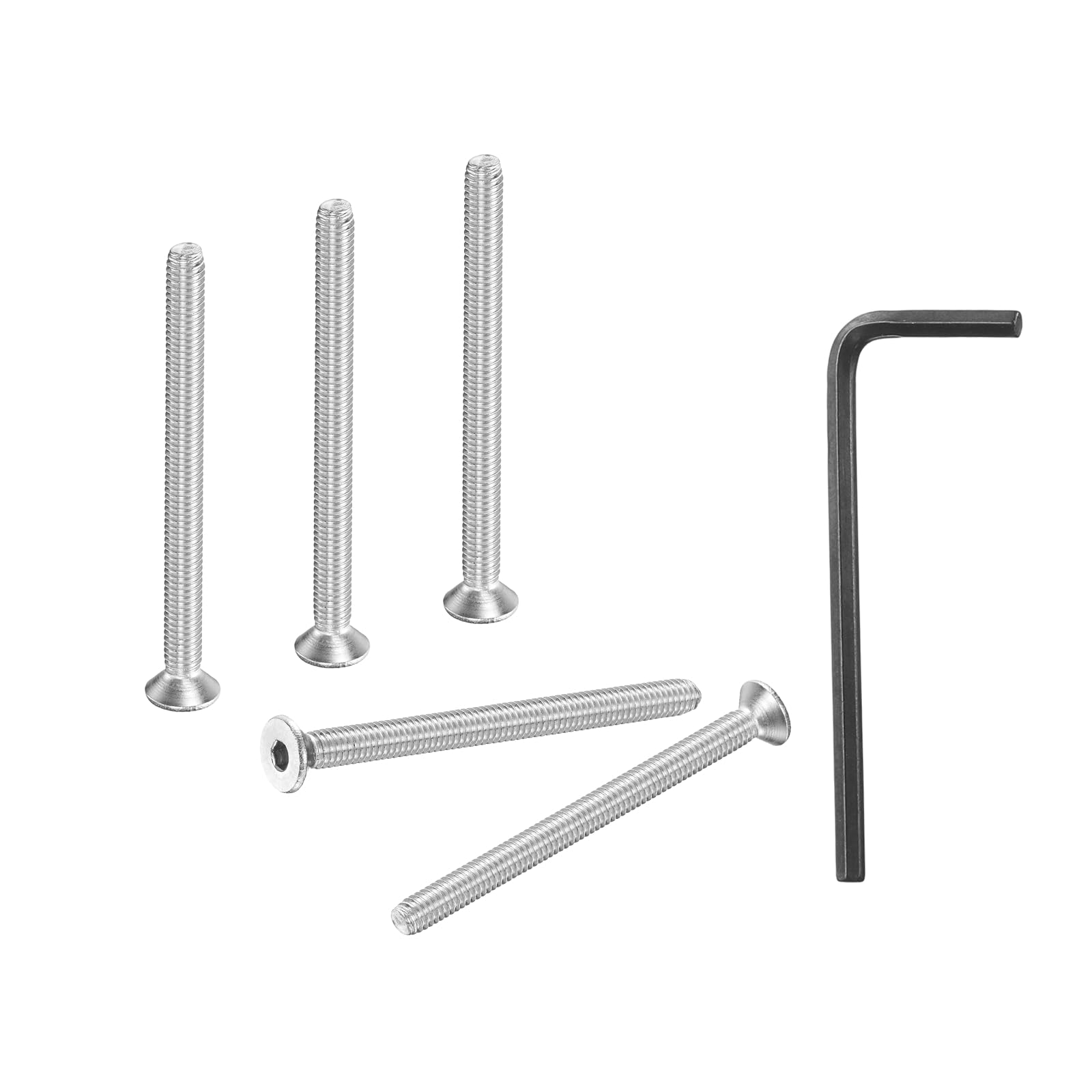 PATIKIL M4-0.7x50mm Flat Head Socket Cap Bolts Screws, 20 Pcs 304 Stainless Steel Full Thread Hex Drive Countersunk Bolts with Hex Wrench for Car Bike Ship Assembly Accessories