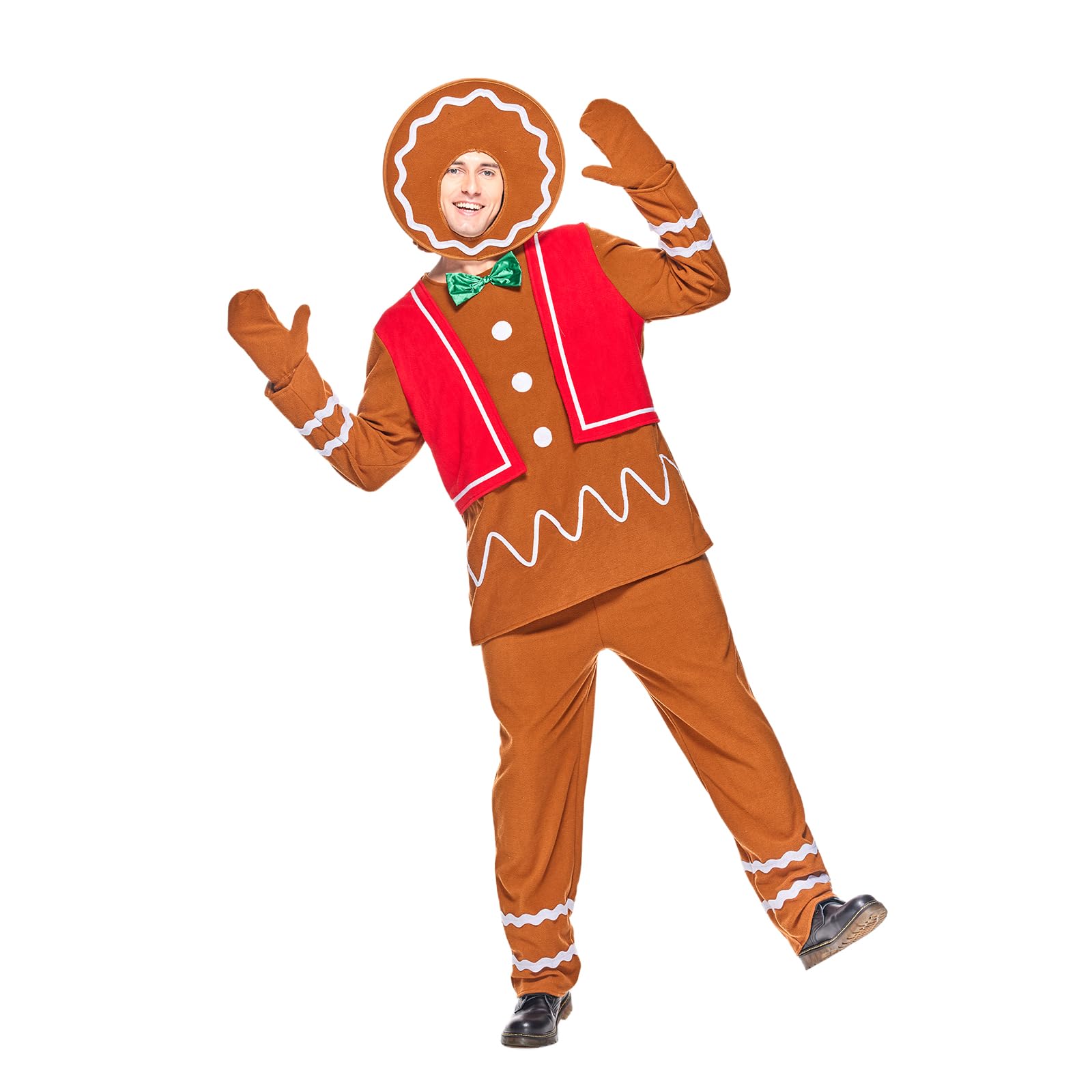 EraSpooky Erwachsene Lebkuchenmann Kostüm Deluxe Weihnachtskeks Outfits für Männer
