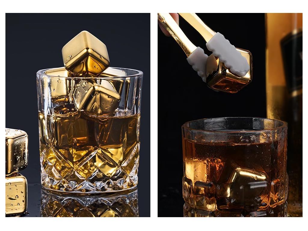 com-four® 12 cubetti di ghiaccio in acciaio inossidabile Premium Whisky
