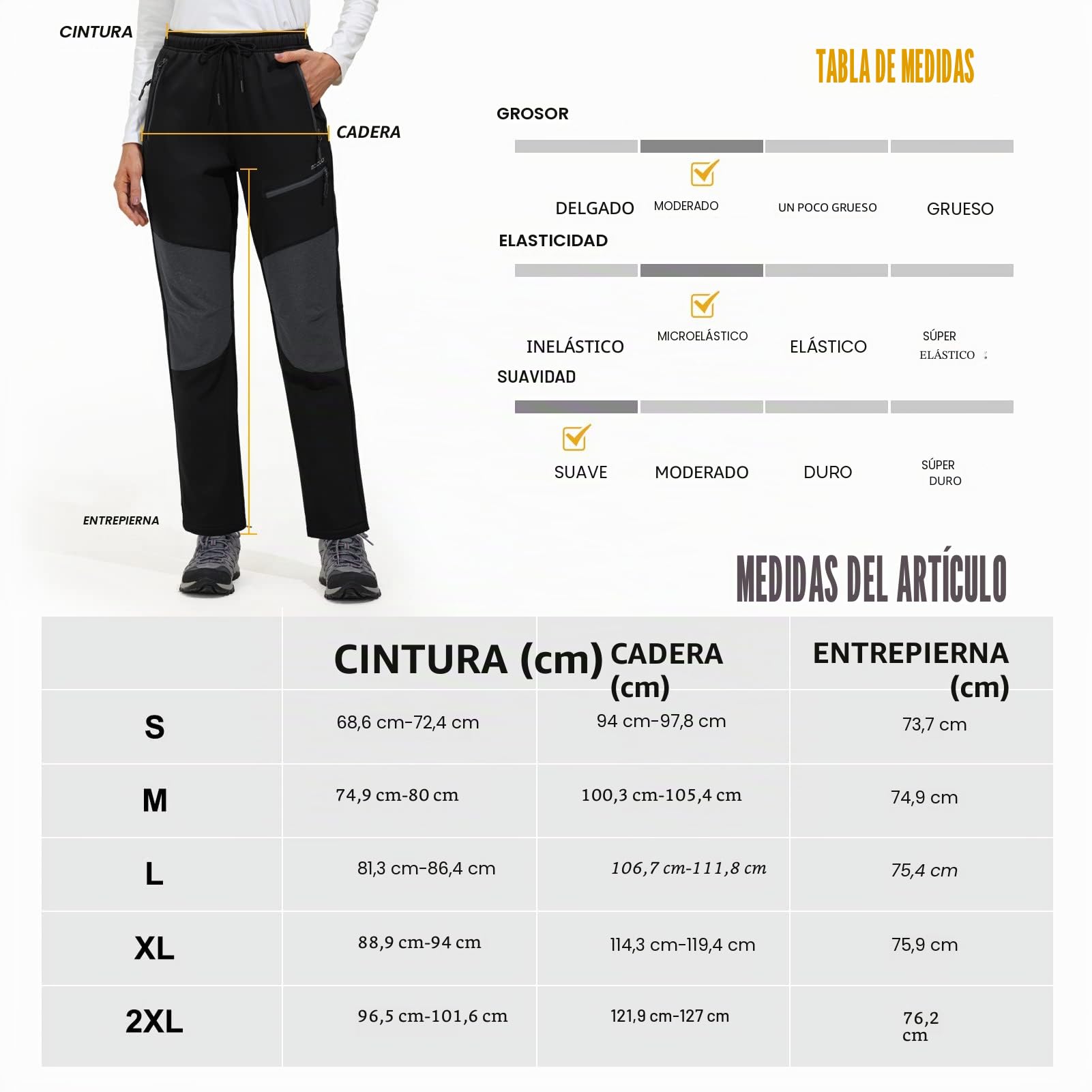 MOCOLY Pantalones Trekking Mujer Invierno Impermeable Montaña Senderismo Esquí Pantalones Térmicos con Forro Polar Pantalones Deportivos para Caza al Aire Libre Ciclismo Trabajo