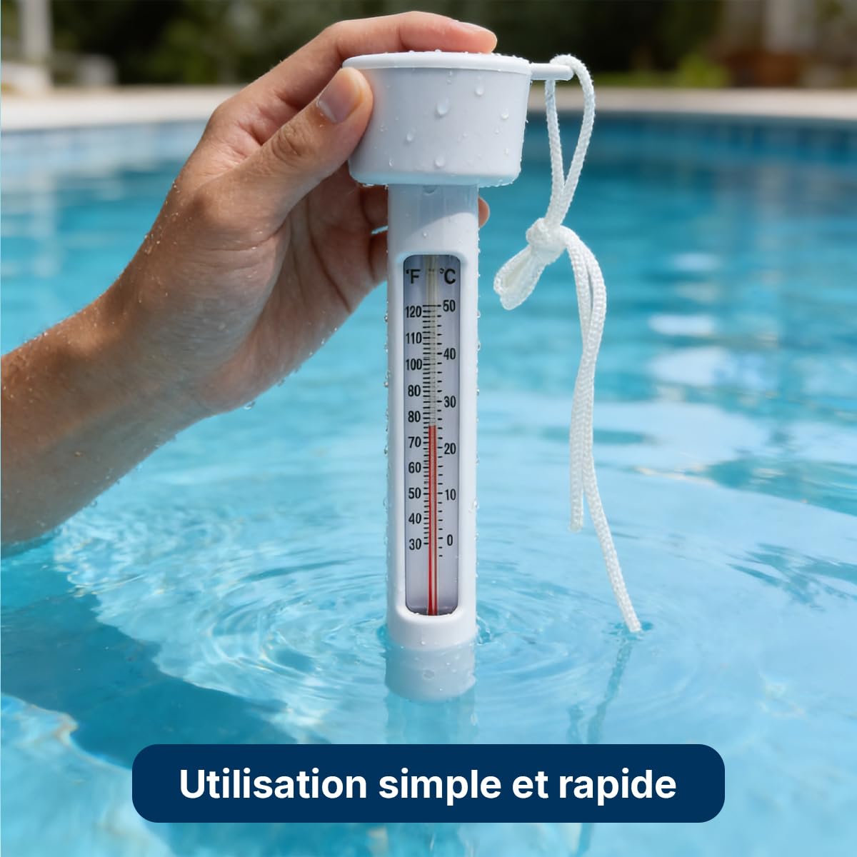 Pack Chlore Multifonction Piscine 7 Actions 5 kg + Thermomètre Piscine Inclus - Galets 250 g - 92% Chlore Actif - Désinfection Longue Durée - Fabriqué en Europe