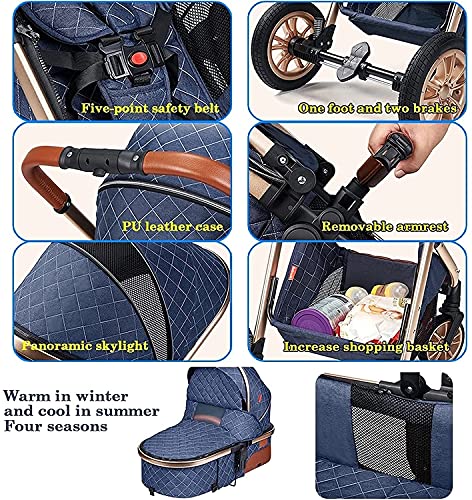 3 in 1 reissysteem babywagen draagbare kinderwagen 3 in 1 kinderwagen met schokbestendige kinderwagen koelkussen… - Afbeelding 5